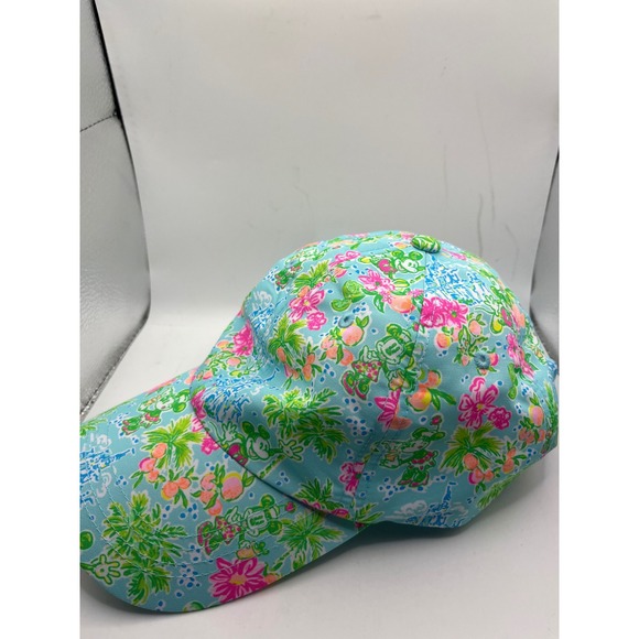 Disney x Lilly Pulitzer Baseball Cap Mickey Mouse Floral Print Blue Adjustable - Picture 3 of 8